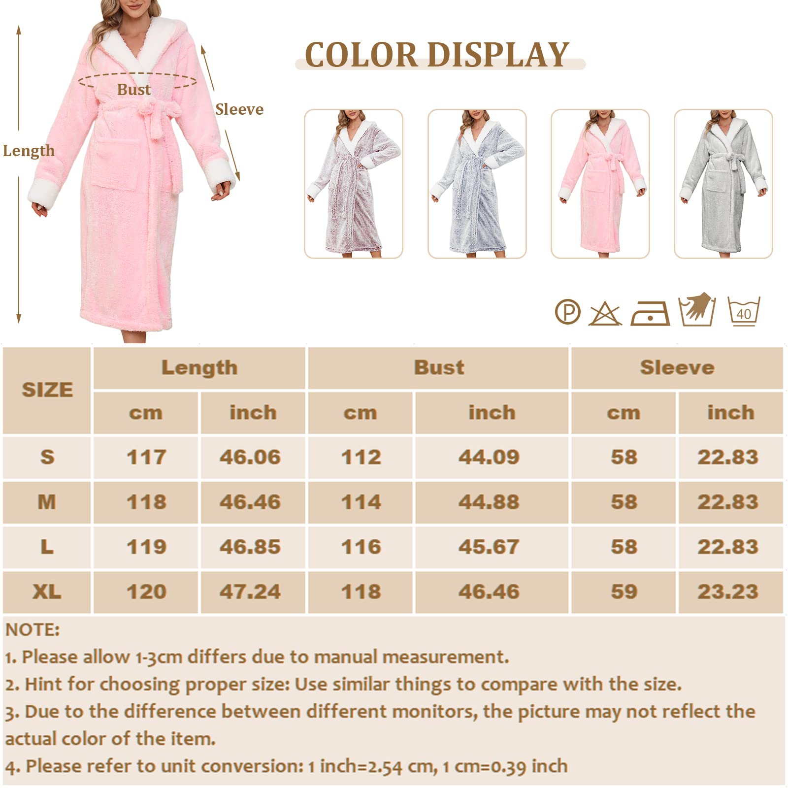 Voqeen Peignoir de Bain Femme Polaire à Capuche Robe de Chambre Peignoir en Peluche et Douillet pour Dames Super Doux En Polaire Idée Cadeau Femme, S-XL