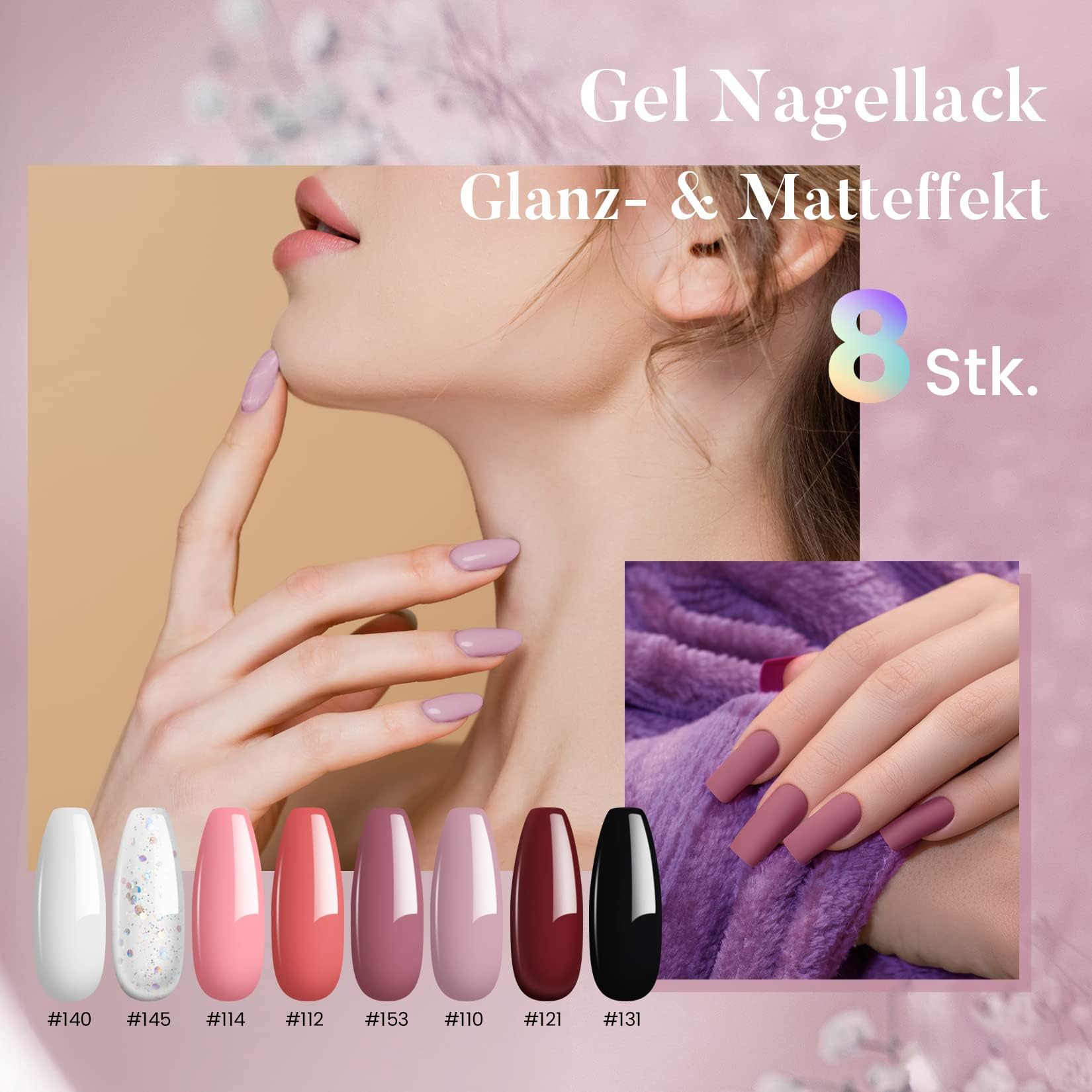 Kit Unghie Gel Completo Phoenixy con Lampada U V/LED 36W 8 Colori Smalto per Unghie + 4 Colori Gel Ricostruzione Unghie Kit Semipermanente Unghie Nail Art Set Professionale