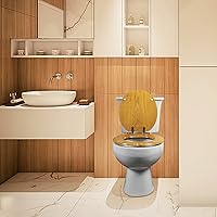 Vista 8 de Angel Shield - Asiento de inodoro de chapa de madera natural con bisagras de metal, fácil de limpiar, antiarañazos, estándar americano