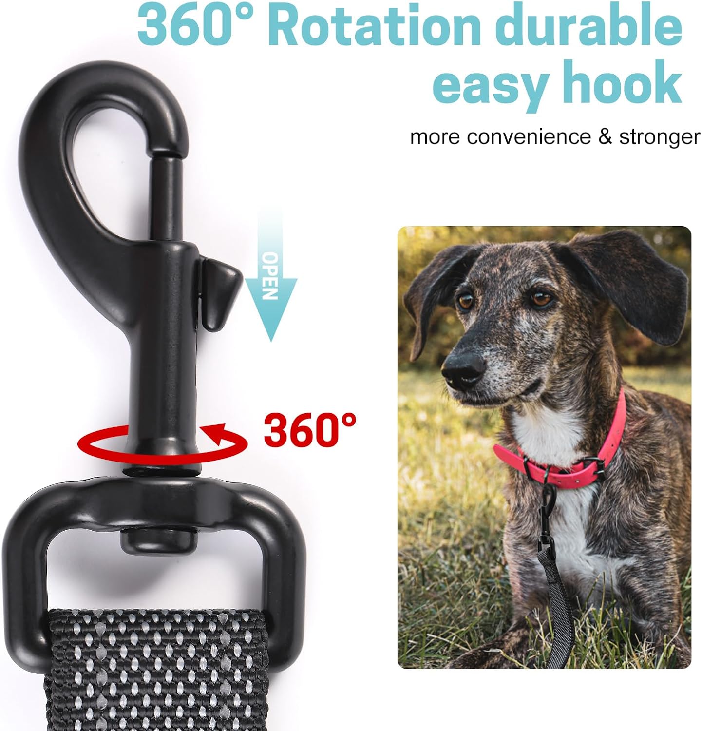 10FT Long Dog Leash with 2 Comfortable Soft Padded Handles Black Reflective Heavy Duty Pet Dog Training and Walking Leashes Durable Dog Training Lead & Traffic Handle for Large Medium and Small Dogs