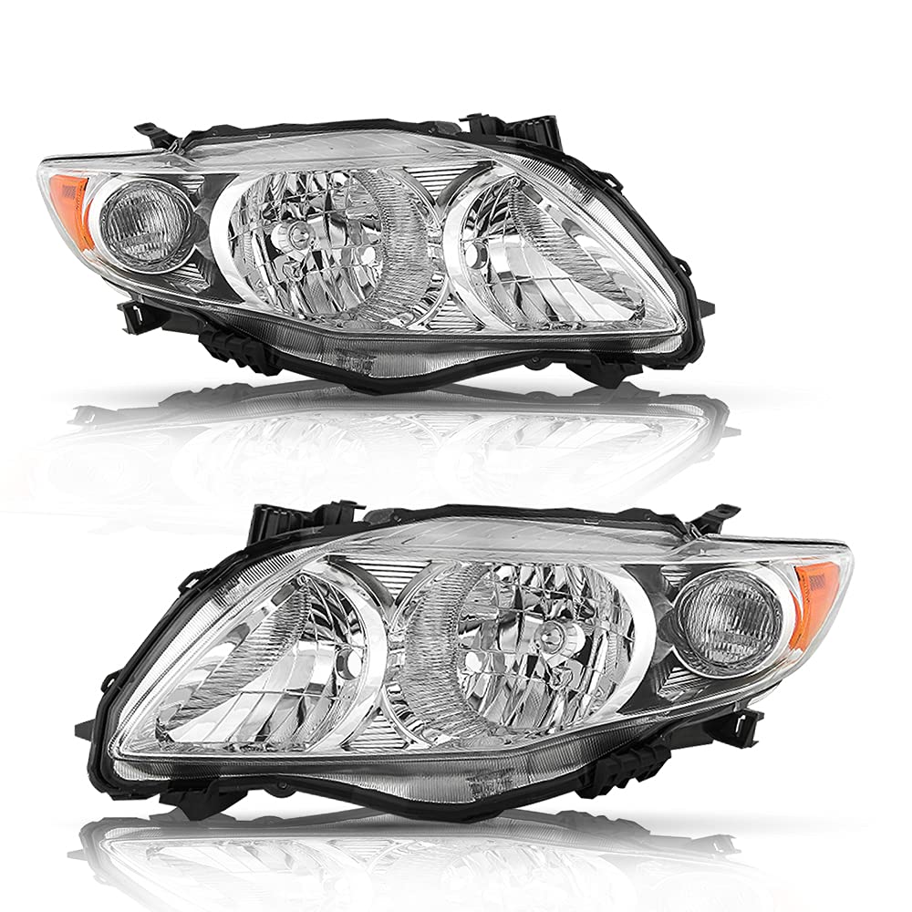 Left Headlight With Black Housing For 2009-2010 Toyota Corolla S XRS Model - DOT/SAE Halogen