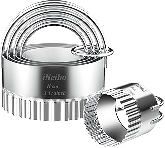 iNeibo Fluted Edge Biscuit Cutter Set - Round Circle Scone, Pastry, and Dough Cutters for Baking, Dumpling Skin, and Fondant