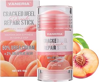 VANERIA Cracked Heel Repair Stick,Heel Balm for Dry Cracked Feet Treatment with Shea Butter & Coconut Oil,Deeply Moisturize & Soften Feet,Exfoliates Dead Skin 40g(Peach Scent)