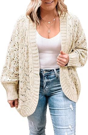 Eytino Plus Size Cardigan for Women Long Sleeve Open Front Sweaters