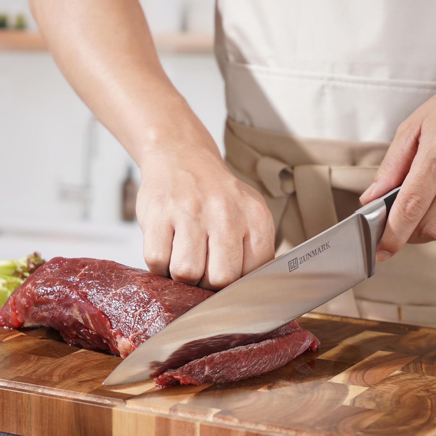 Kitchen Knife Set, Skylark Series 6-Piece High Carbon X50CrMoV15 Steel Professional Chef Knife Set with Solid Wood Block, Unique Design Knife Block Set, Dishwasher Safe, Elegant Black - Image 5