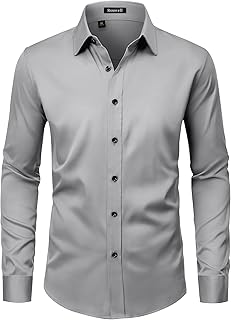 Men’s Wrinkle Free Dress Shirts Regular Fit Long Sleeve Non Iron Business Casual Wedding Stretch Button Down Shirt