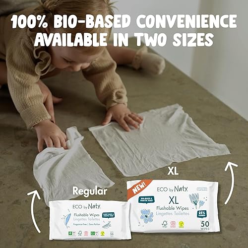 Miniatura 4 de Naty - Toallitas desechables XL para bebé, sin perfume, 100% a base de plantas, sin plástico, sin fragancia, hipoalergénicas para pieles sensibles y