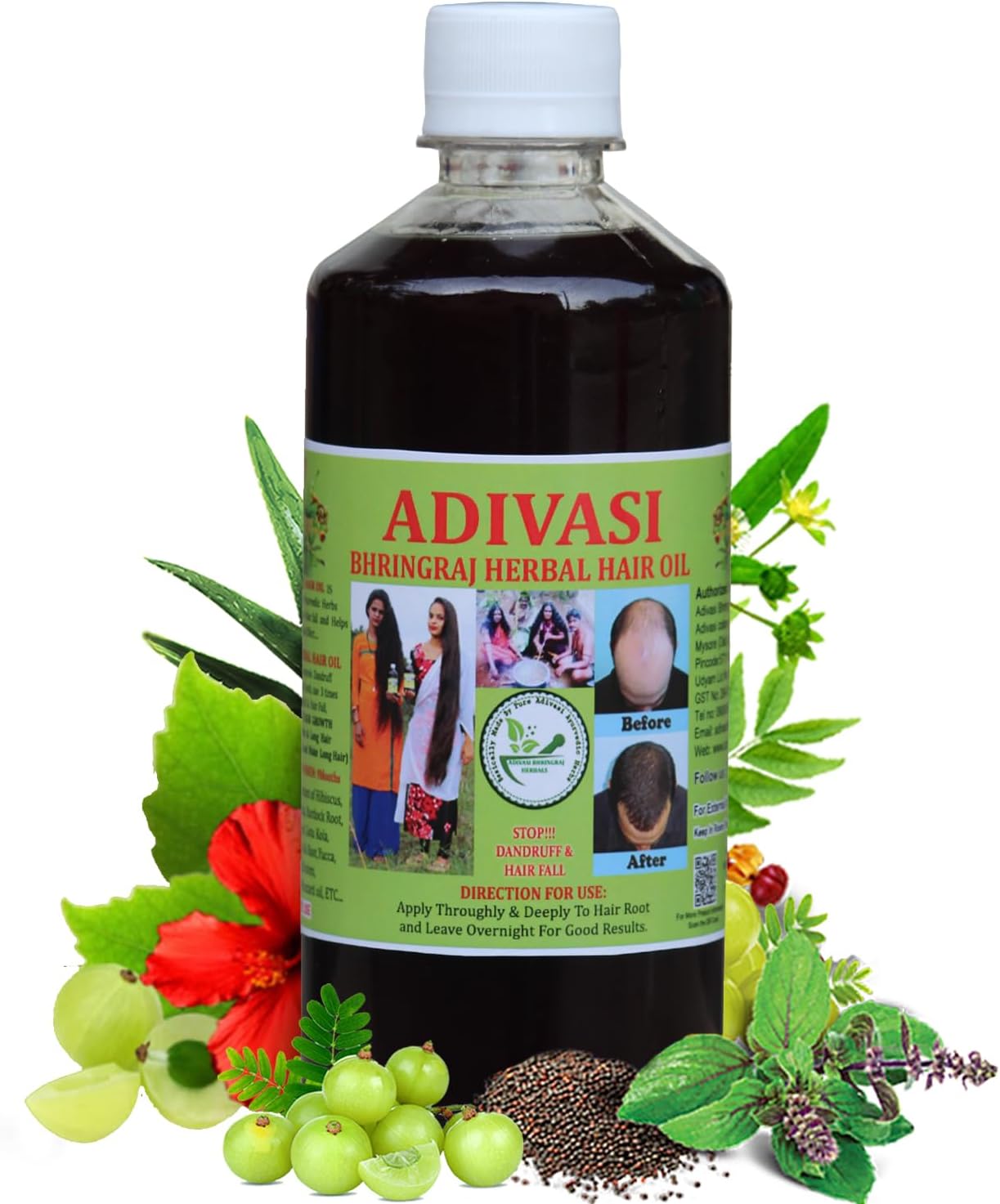 VANVEDA HERBALSAdivasi Bhringraj Hair Oil 500ml 100% NATURAL (Basically Made By Pure Adivasi Ayurvedic Herbs)