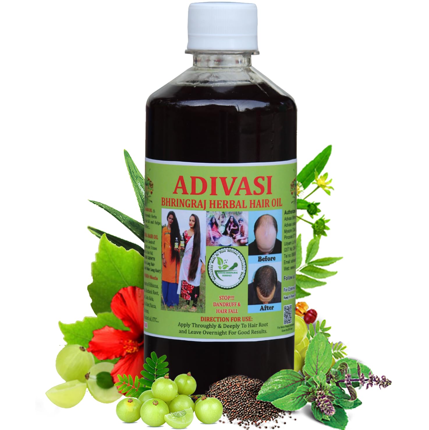 VANVEDA HERBALSAdivasi Bhringraj Hair Oil 500ml 100% NATURAL (Basically Made By Pure Adivasi Ayurvedic Herbs)