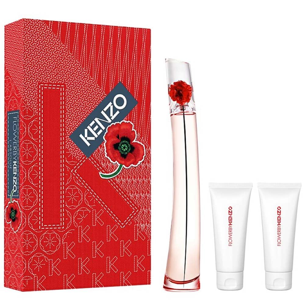 Flower by Kenzo for Women - 3 Pc Gift Set 3.3oz EDP Spray, 2 x 2.5oz Labsolute Balm