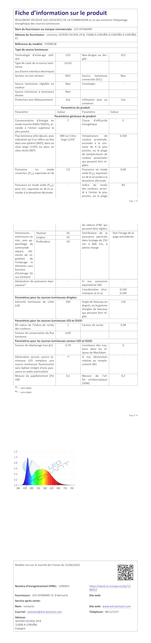 LED ATOMANT 10x Lampadina LED GU10 7W Dimmerabile Bianco Freddo 680lm