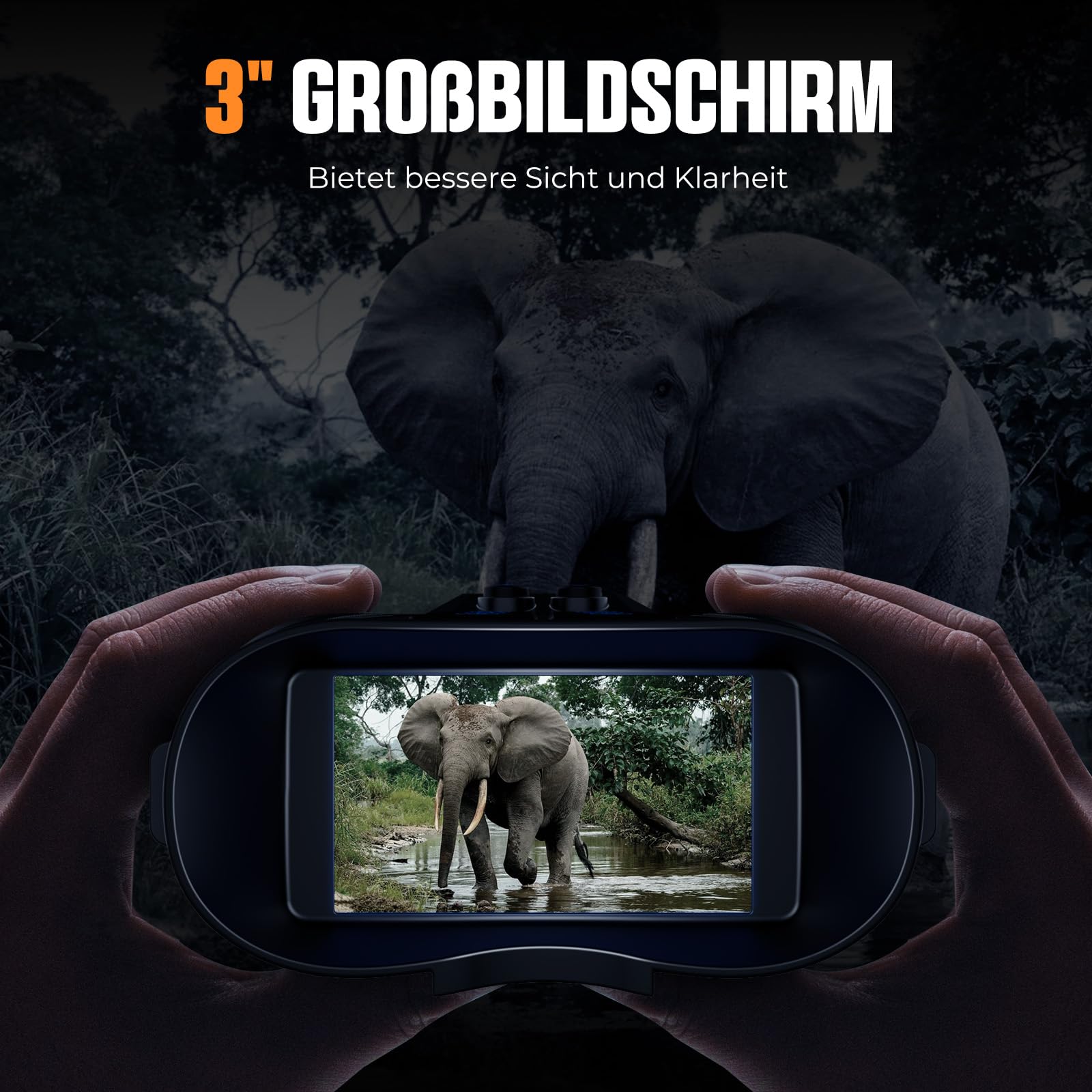 Nachtsichtgerät, CIGMAN 400M 3" HD-Display Infrarot-Fernglas Nachtsicht, 5000mAh Wiederaufladbares Wärmebild-Fernglas, f/1.4 HD-Kamera, 8X Digitalzoom für Jagd, Camping, Beobachtung
