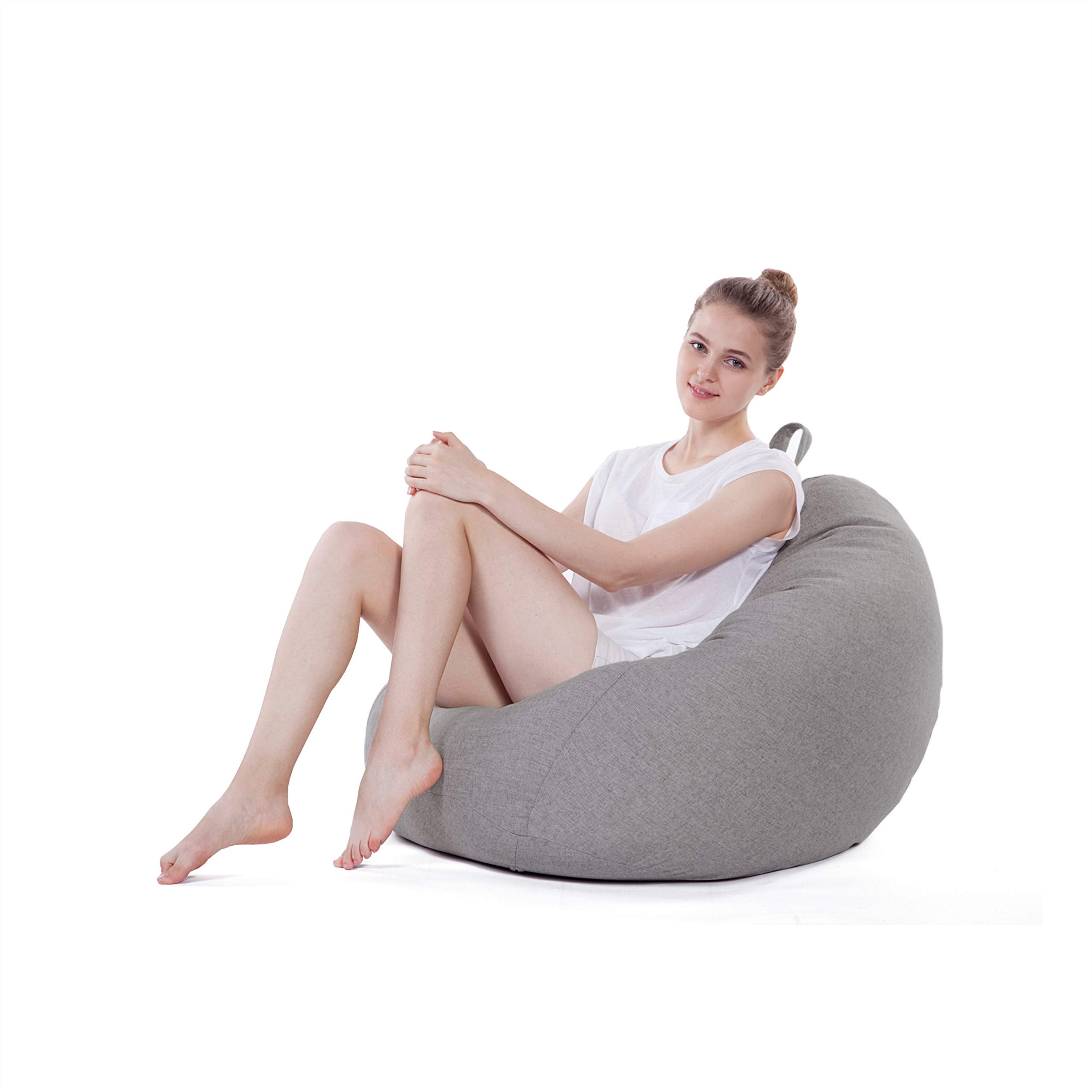 Lumaland Puf Comfort Line | Indoor Beanbag 90 x 110 x 50 cm con más de 1,9 millones de perlas de poliestireno expandibles | Cojín de suelo suave y cómodo | Sillón para niños y adultos | 250 L [gris