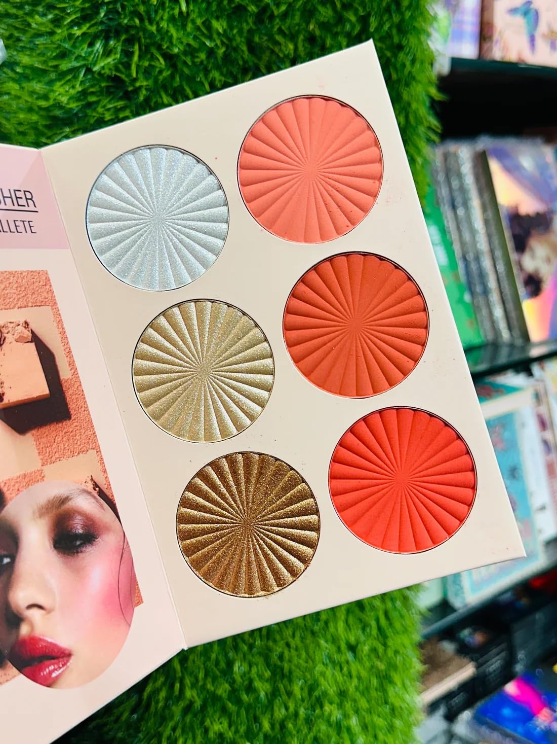NYLI Professional 3 Pages foldable 4 in 1 Makeup Book include highlighter, blusher, eyeshadow, contour & concealer (Multicolor) 1