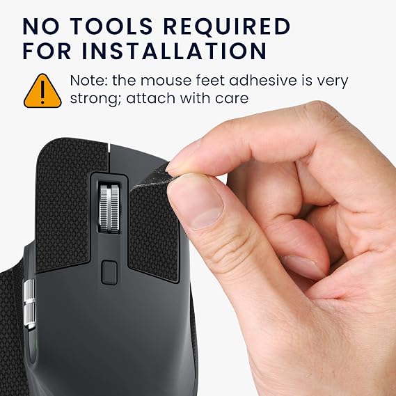 kwmobile Mouse Grip Tape for Logitech MX Master 3S Grip Tape - Non-Slip Faux Leather - Black