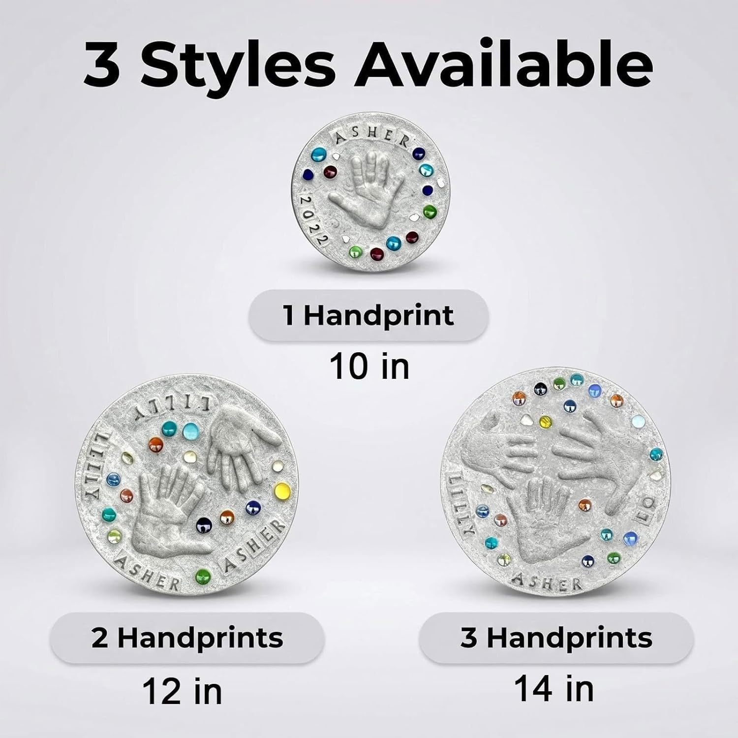 Large DIY Stepping Stone Kit,Mother's Day DIY handprint stepping stone kit,Indoor Outdoor Family Craft Gift with 1 Mold, 26 Letter Stamps & Colored Stones (M (12 Inch)) — view 2