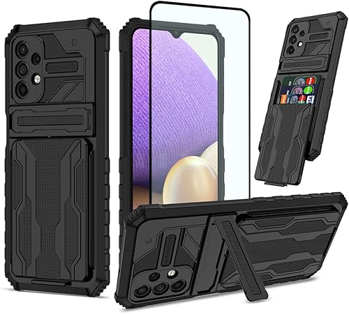 GTBDEKI Funda para teléfono Galaxy A32 5G, Samsung M32 5G SM-A326 con protector de pantalla, cartera desmontable para tarjeta de crédito con soporte