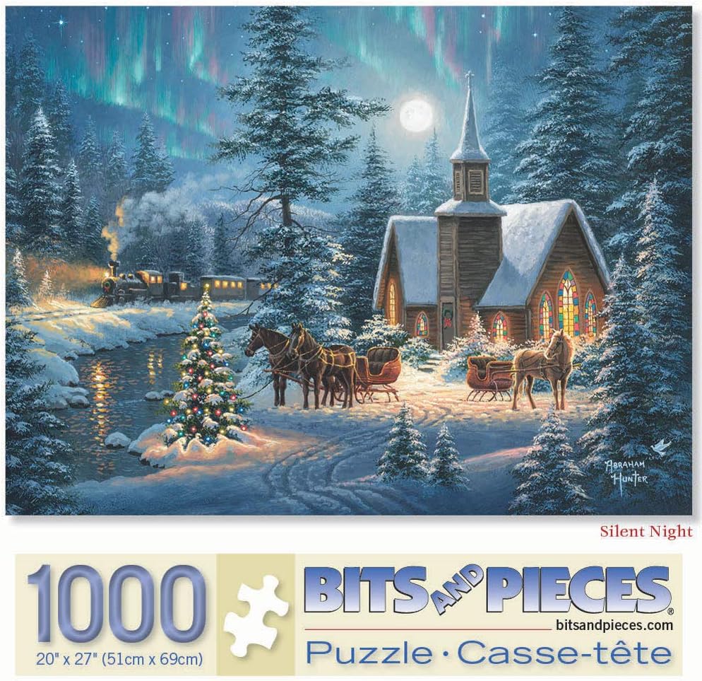 Bits and Pieces - 1000 Piece Jigsaw Puzzle for Adults 20 Inch x 27 Inch - Silent Night - 1000 pc Jigsaw by Artist Abraham Hunter