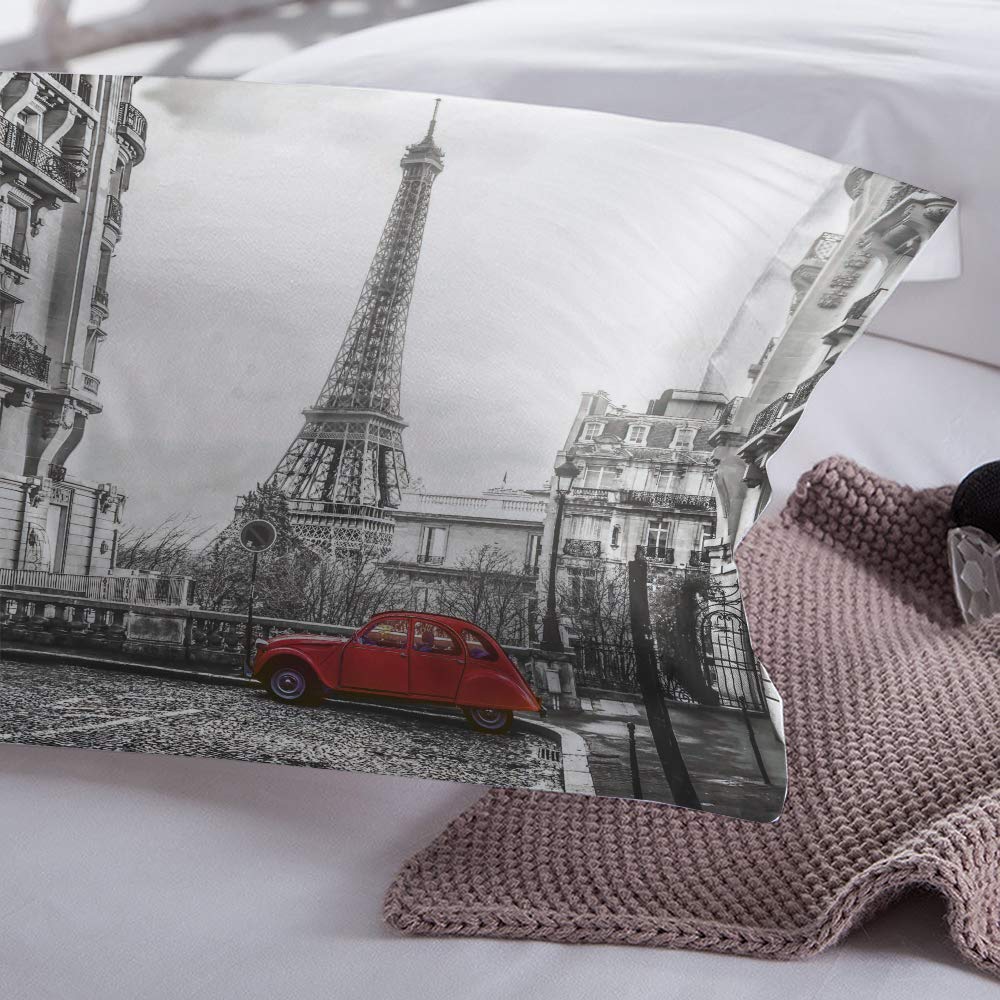 Funda Nórdica Juego De Cama Suave Transpirable Poliéster-Algodón Ciudad Famosa 1 Funda Nórdica + 2 Fundas De Almohada 48X74cm (Paris,(220x 240cm)-Cama de 150/160)