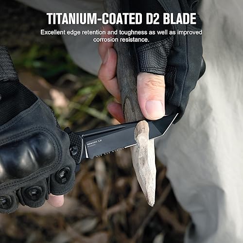 Miniatura 4 de OKNIFE Sentry L2 EDC - Cuchillo de bolsillo plegable, cuchillo de campamento con hoja de acero Tanto D2 de 3.37 pulgadas y mango G10 para