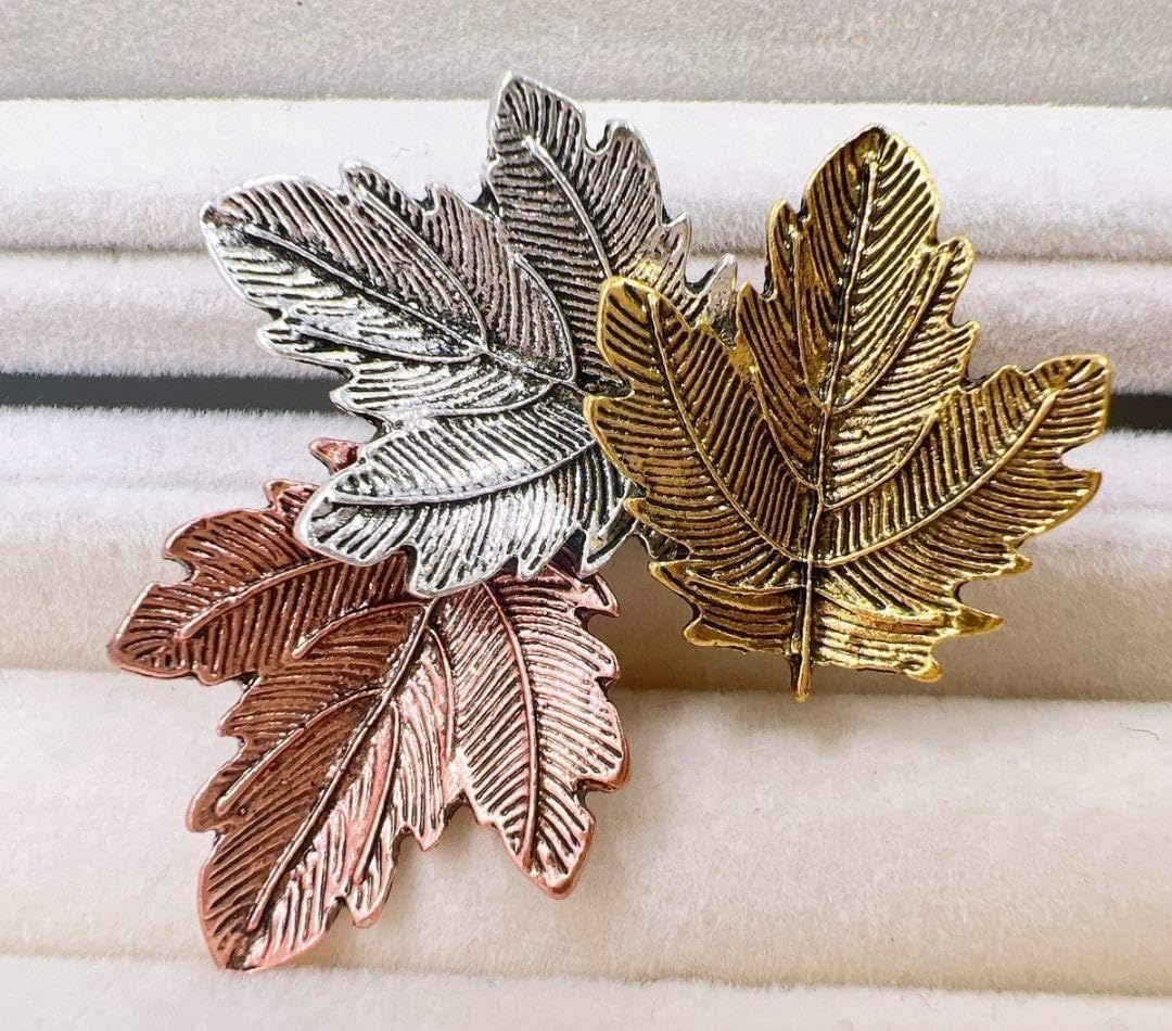 Amazon.co.jp: 3色の枯葉 ブローチ 葉っぱ 紅葉 葉脈 落ち葉 葉 秋冬 
