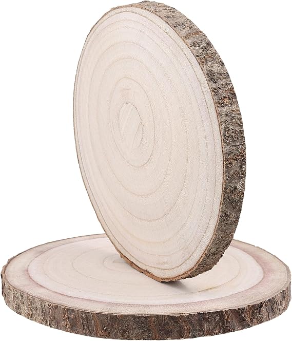 PINGEUI 12 Pack Wood Slices, 7-8 Inch Natural Wood Slices Circle Crafts, Round Rustic DIY Wooden Circle Crafts for Wedding Table Decor