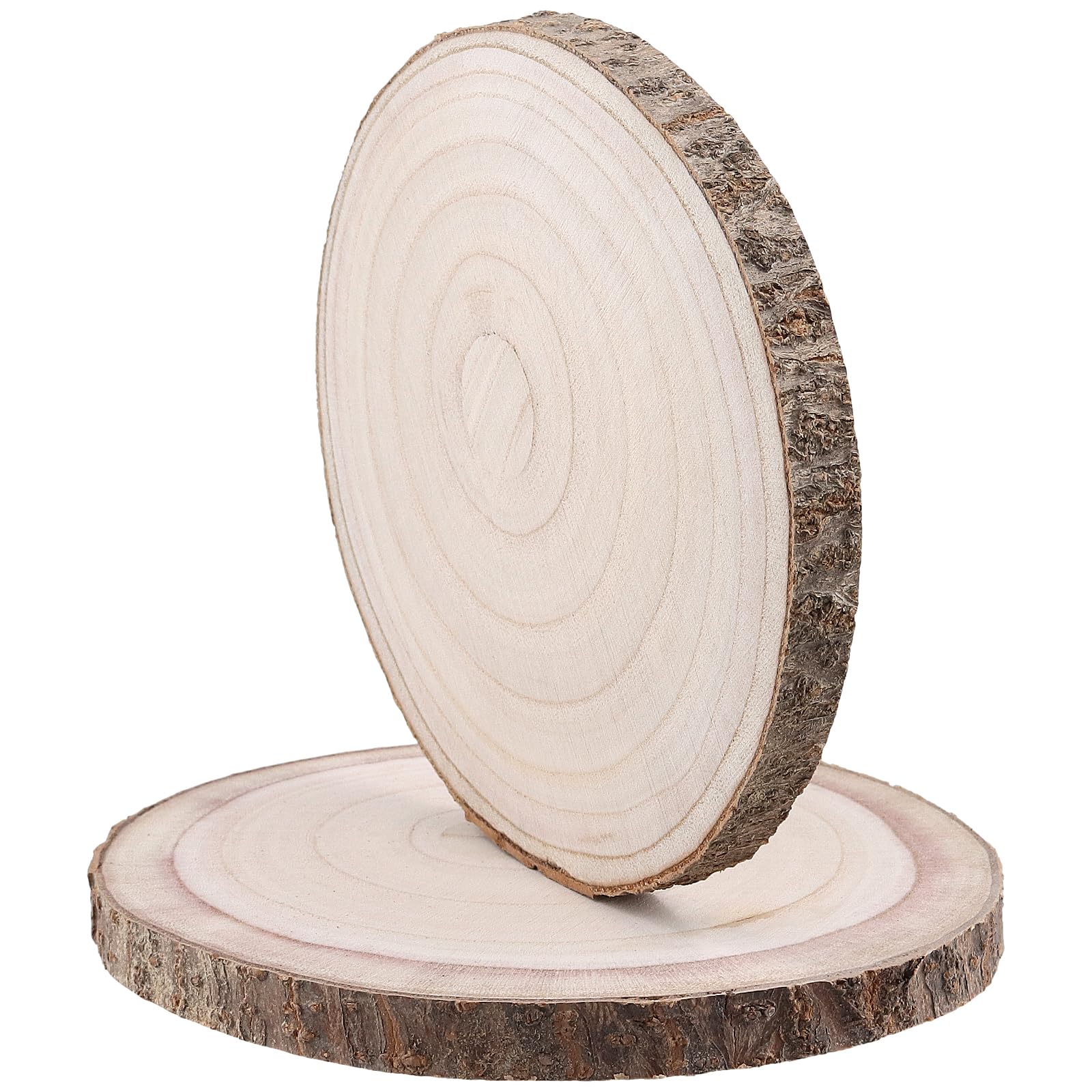 PINGEUI 12 Stück Holzscheiben, 17,8 - 20,3 cm, natürliche Holzscheiben, Kreis-Bastelarbeiten, rund, rustikal, DIY Holzkreis, Handwerk für Hochzeitstischdekoration