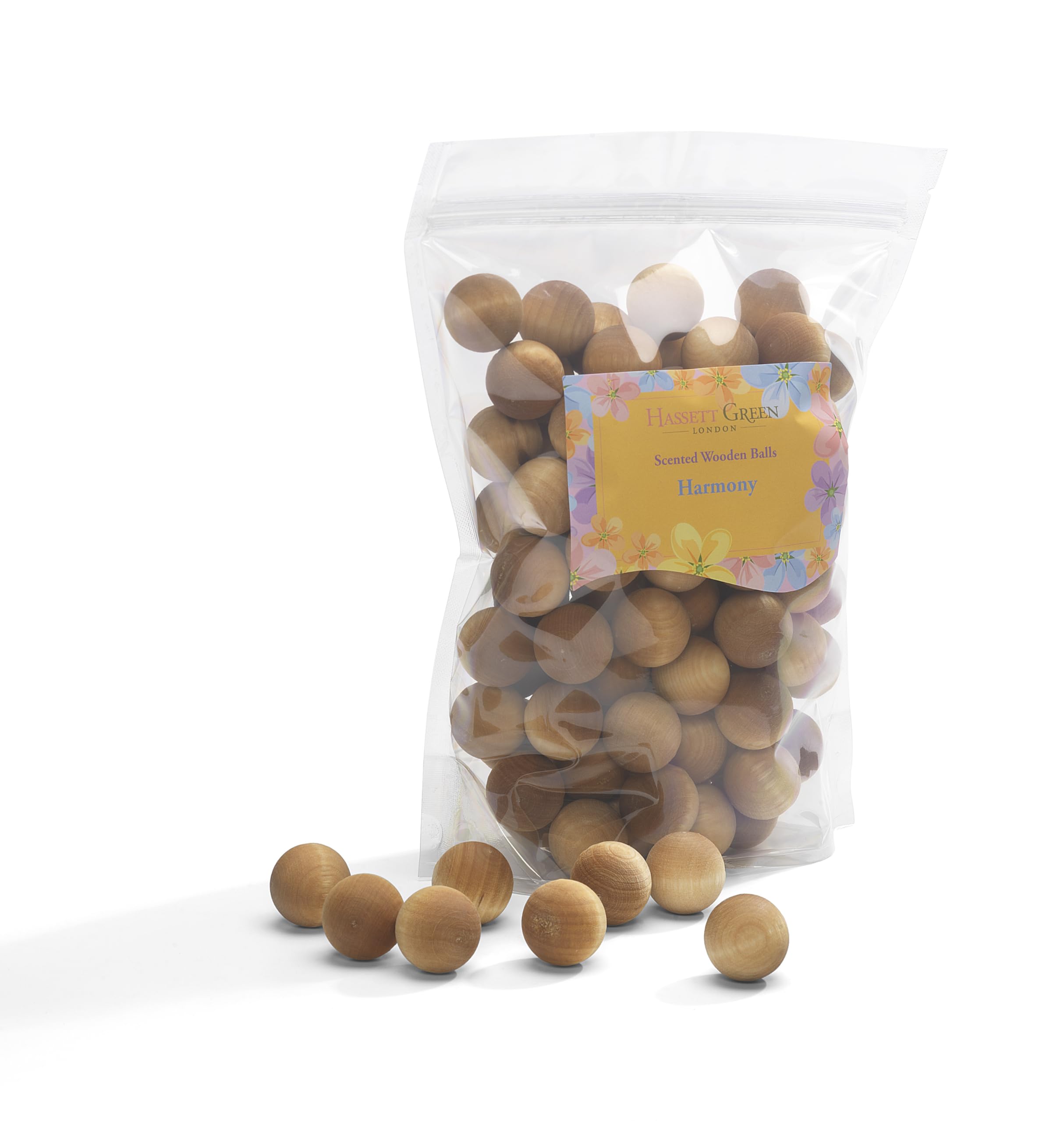 Hassett Green London Green Hassett London - Harmony Lily, Violet & Jasmine - Scented Wooden Balls Pack Of 100 - Alternative To Pot Pourri, Diffusers, Sachets And Drawer Liners