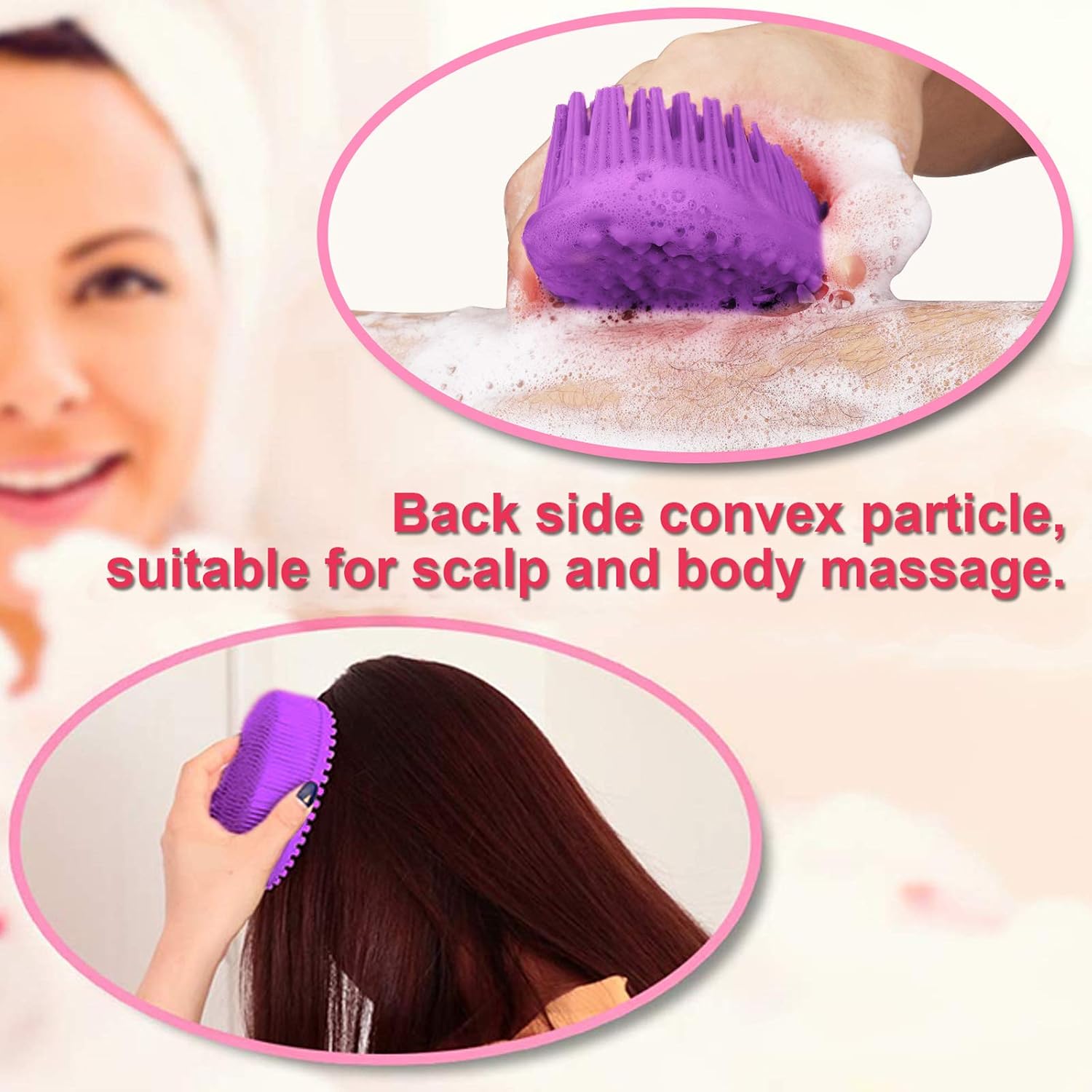 Silicone Shower Body Brush, Back Scrubber With Soft Bristle Massager Brush Gentle Scrub Skin Exfoliation For Face and Body Massage Nubs Improve Cellulite