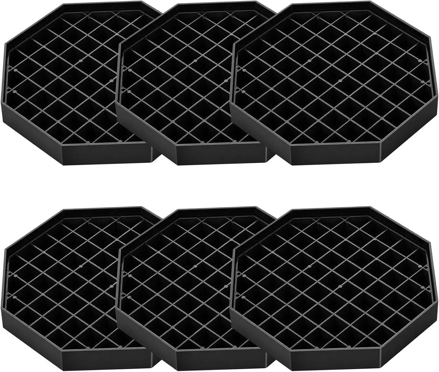 6PACK 5.3" Octagon Coffee Drip Trays Black Plastic Honeycomb Grid