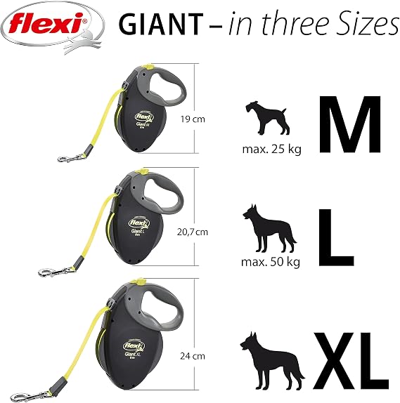 FLEXI Giant Tape Retractable Dog Leash, Medium, 26 ft - Black