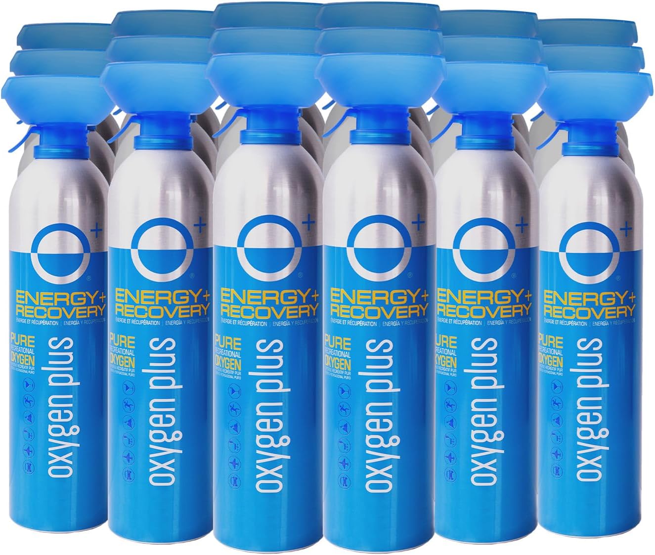 Oxygen Plus – O+ Biggi 18 Pack | Portable Oxygen Can | 99.5% Pure O2 | Natural Wellness Supplement to Boost Energy & Recovery | 50+ Uses Per 11 Liter Canister