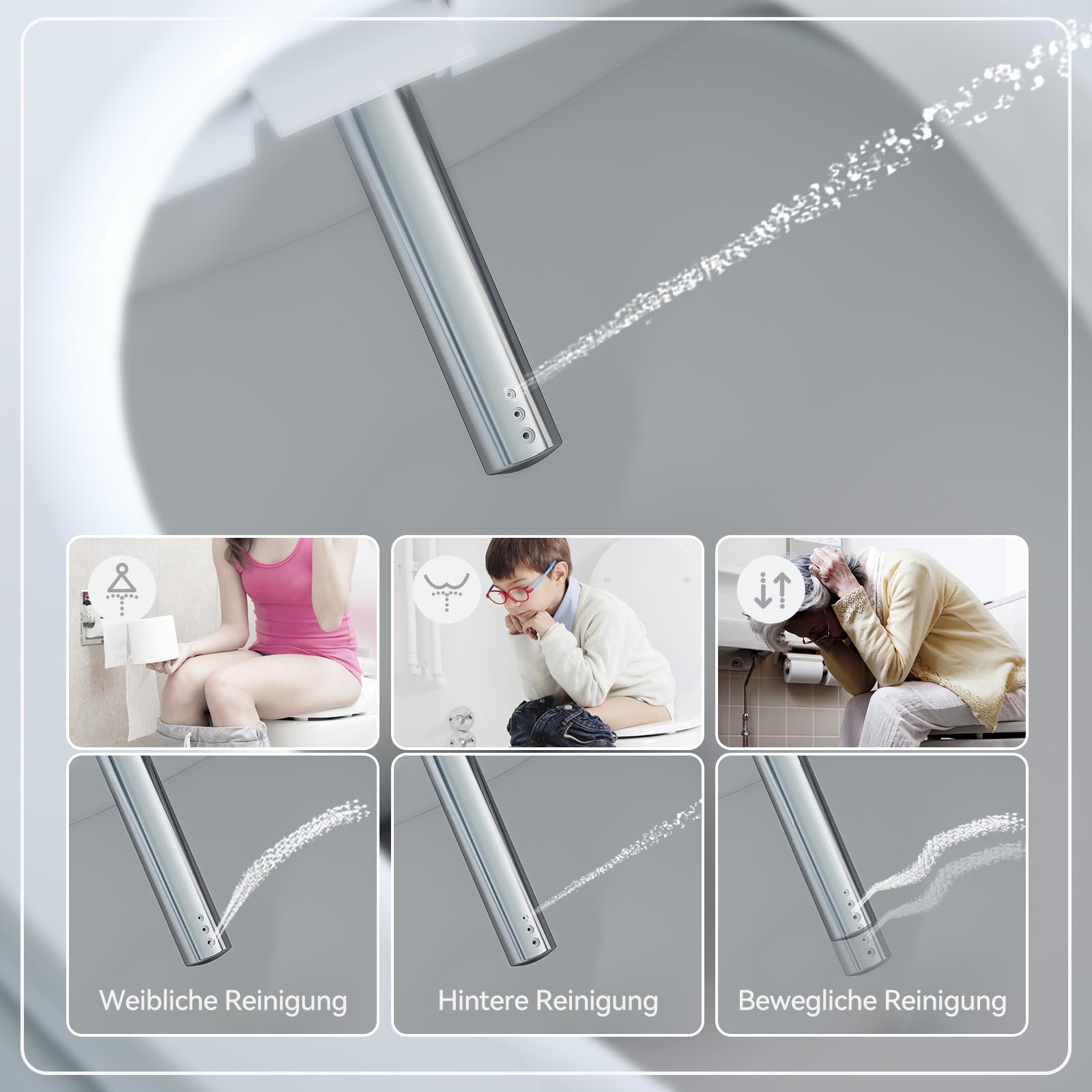 HOROW Elektrischer Bidet Sitz mit Seitentasten Dusch WC Aufsatz 50,5×37,5cm | Beheizter Bidet Sitz mit Selbstreinigende Düse, Frauenfreundlich, Desodorierung, Durchlauferhitzer, Hohe Kompatibilität