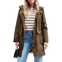 SaphiRose Womens Waterproof Rain Jacket Long Raincoat Hooded Windbreaker Trench Coat