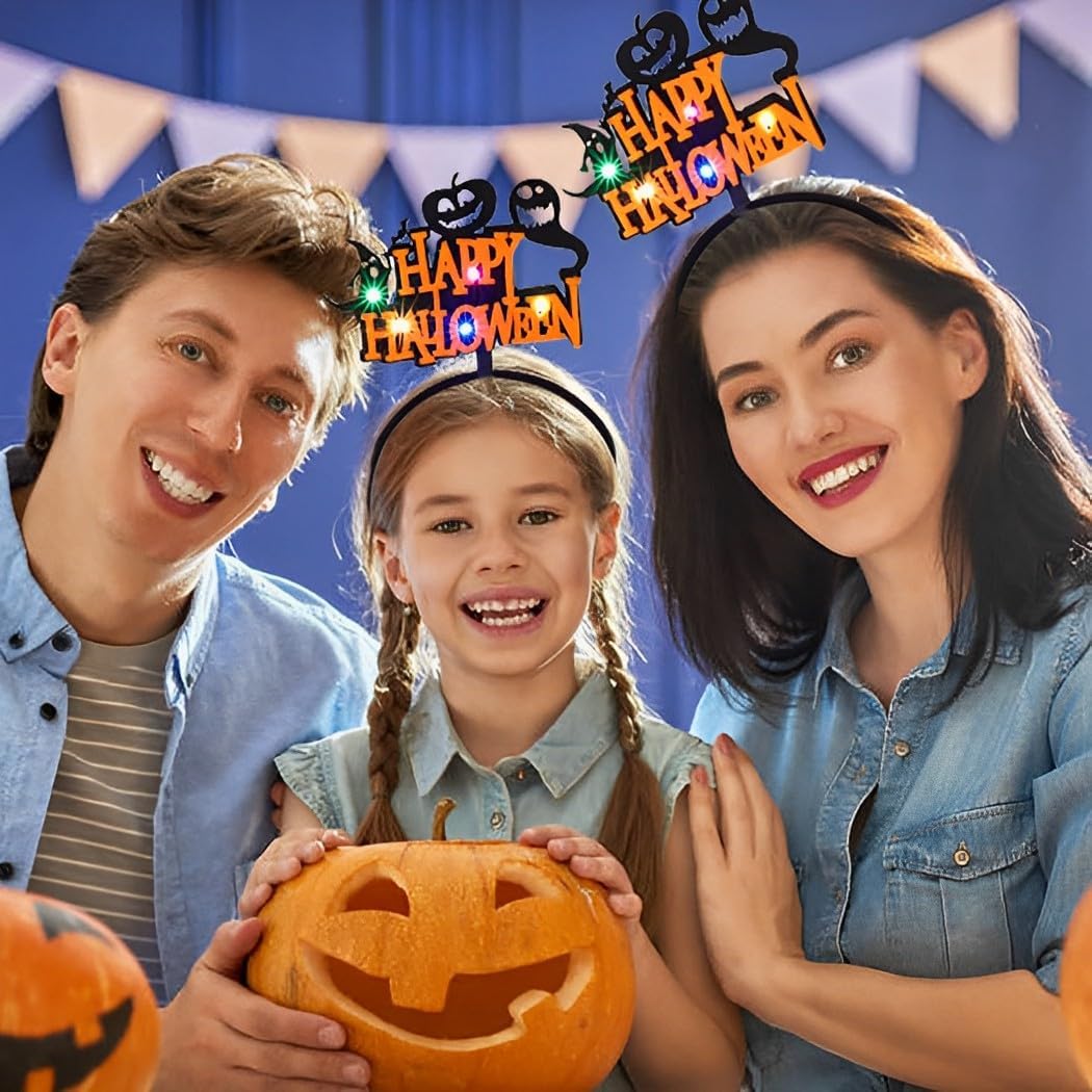 EARENT Light Up Halloween Headband Led Black Ghost Bat Hair Bands Glowing Headpiece Hair Hoops Happy Halloween Party Decorations Hair Accessories for Women - Image 6