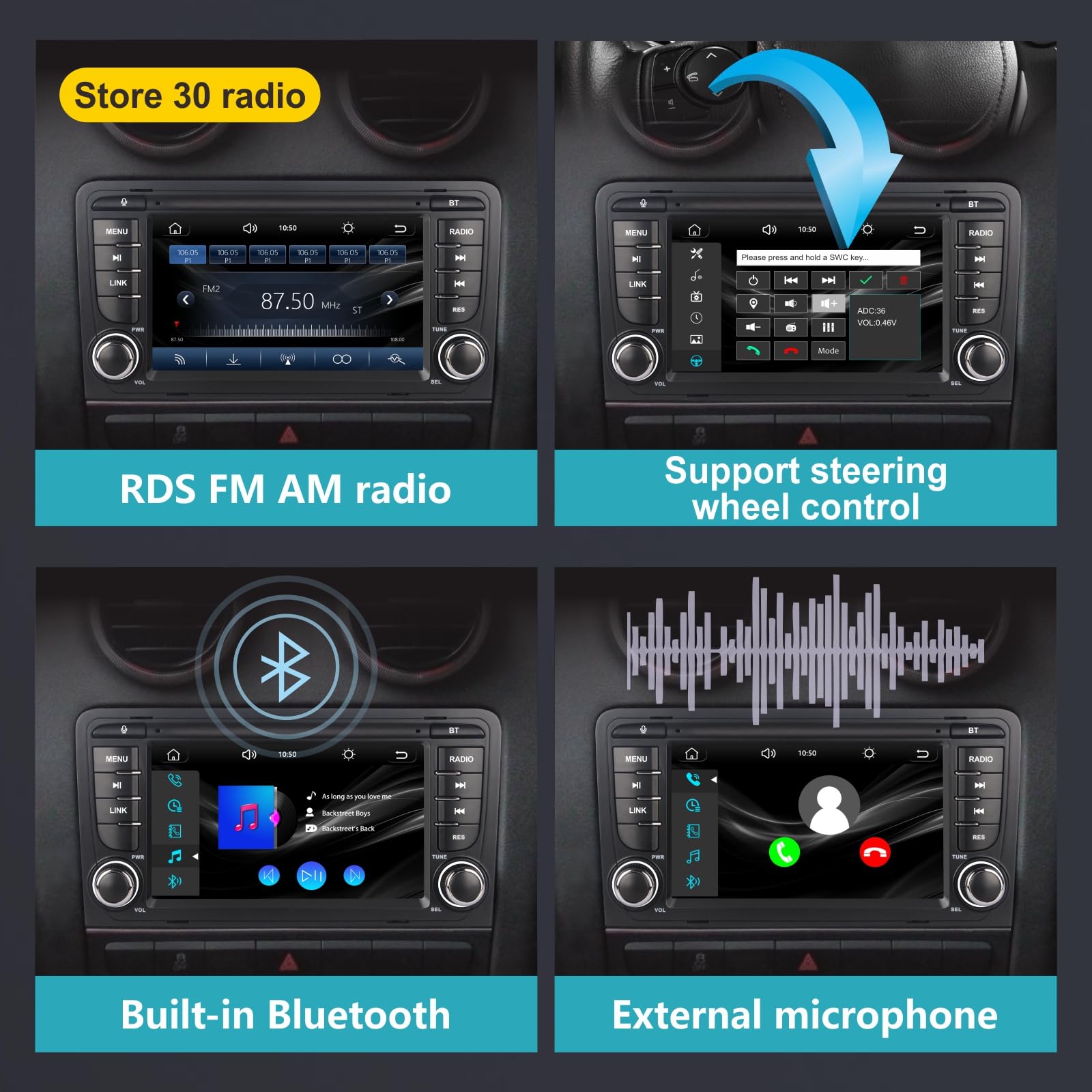 Autoradio per Audi A3 8P 2003-2012,con Sistema Linux & Display IPS 7",CarPlay Wireless e Android Auto Integrati,Comandi al volante originali,Bluetooth 5.0,RDS AM/FM,USB,EQ/DSP & Alta Potenza