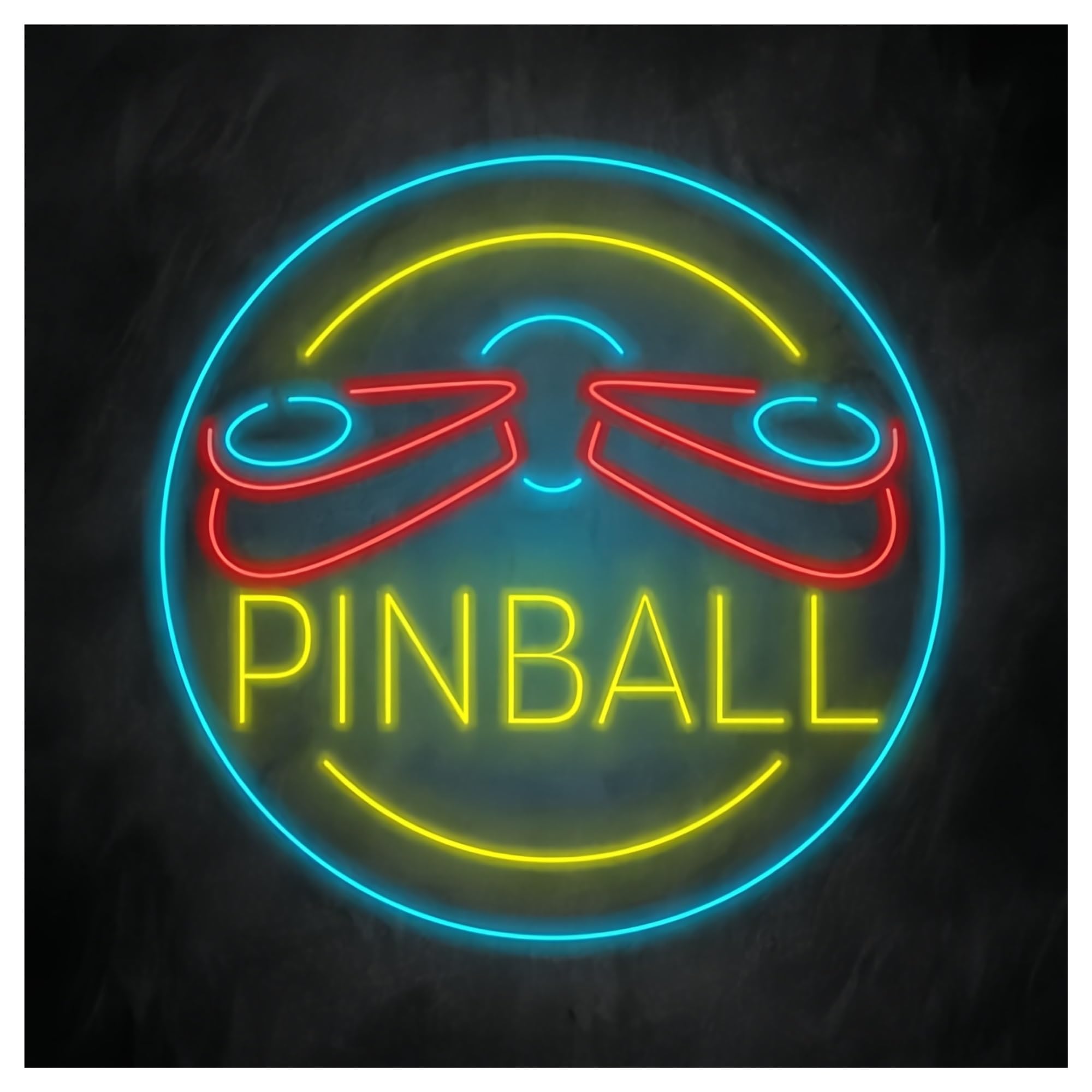 RONGCH Hanging Art Signs Pinball Neon Sign LED Light Dimmable for Bedroom Office Game Room Mall Man Cave Bar Pub for Home Wall Decor 45cm