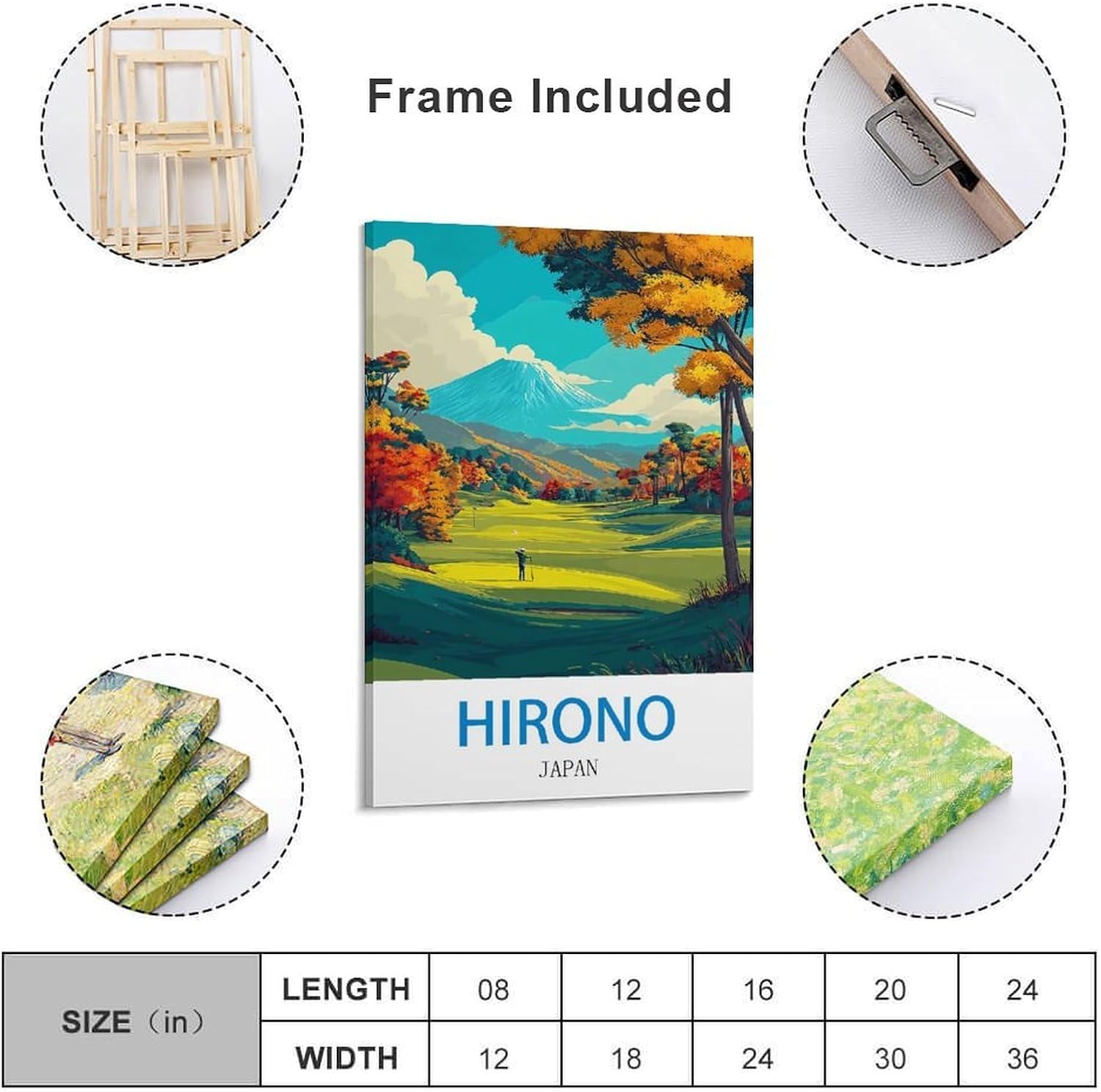 FUADDGG Hirono Golf Japan Vintage Travel Posters Canvas Art And Wall Art Picture Print