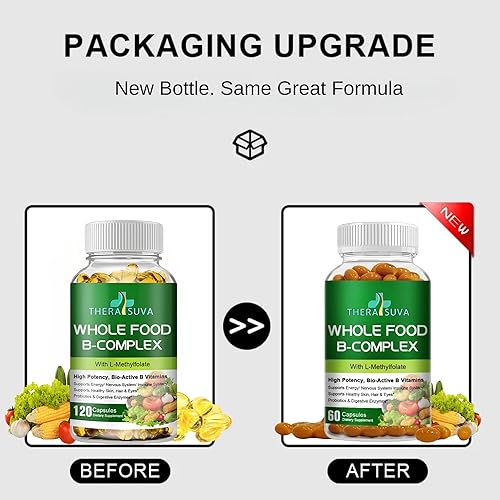 Miniatura 7 de Complejo de vitamina B de alimentos integrales  100% vegano y a base de plantas, apoya la energía, el metabolismo y el bienestar general  120