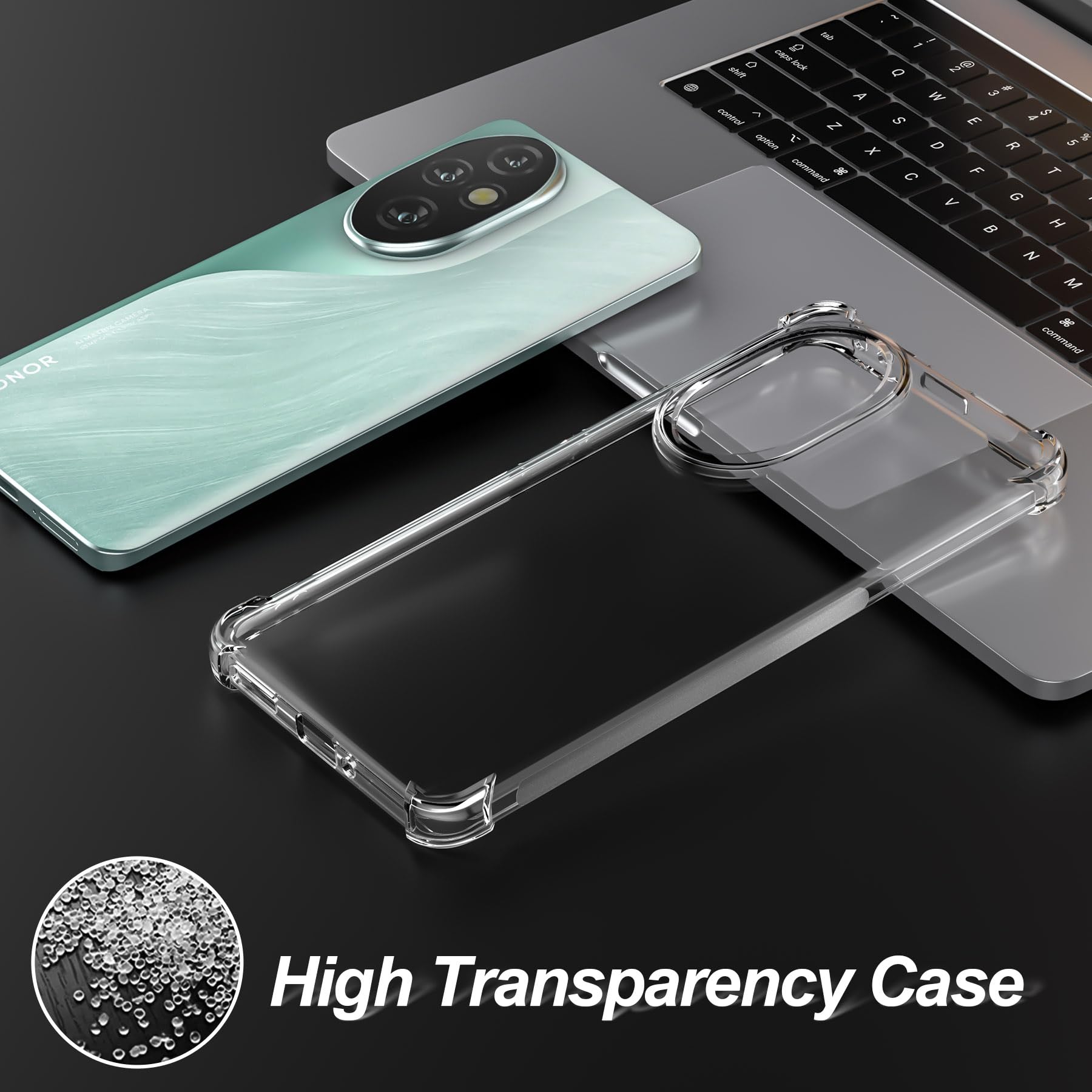Foluu Custodia Trasparente Honor 200 5G - Antiurto PC+TPU Non Ingiallisce - 3