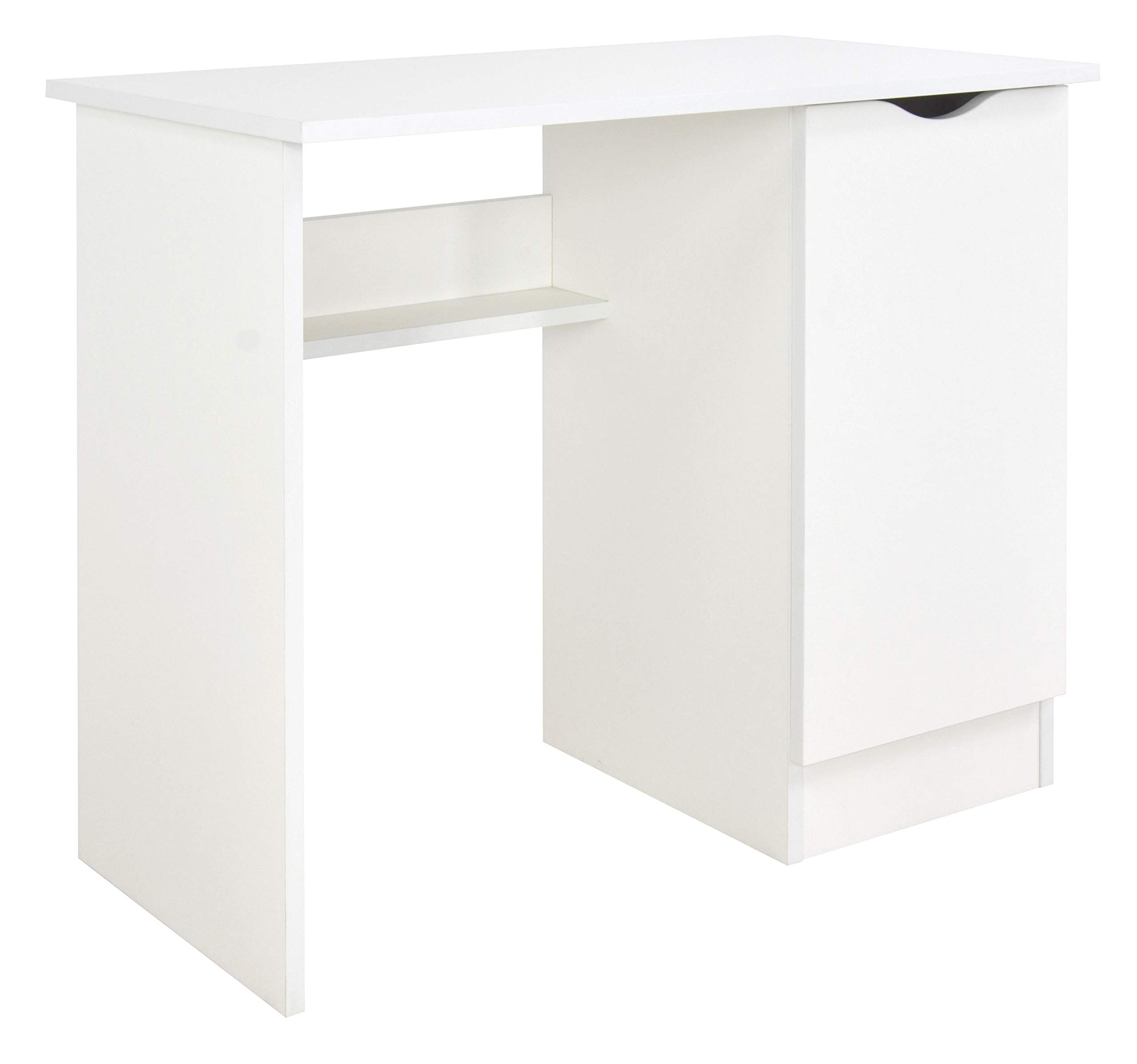 Leomark scrivania per bambini in legno 90cm x 50cm x 77cm (LxPxA), set di mobili per computer, scrittoio stile moderno, tavolo per imparare e giocare, Bianco