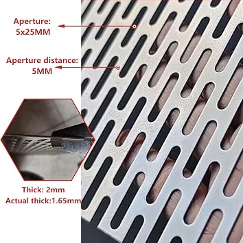 COYOUCO 304 Stainless Steel Perforated Sheet Slotted Hole Metal Sheet, Drain Grate & Protective Mesh Panel, Corrosion Resistant Perforated Screen for Outdoor/Indoor Use,30x30cm Thick 2mm