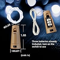 Vista 3 de Luces de botella de vino con corcho, 20 LEDs, 2 metros de luces de corcho de alambre plateado, luces de hadas mini en cadena, para bricolaje