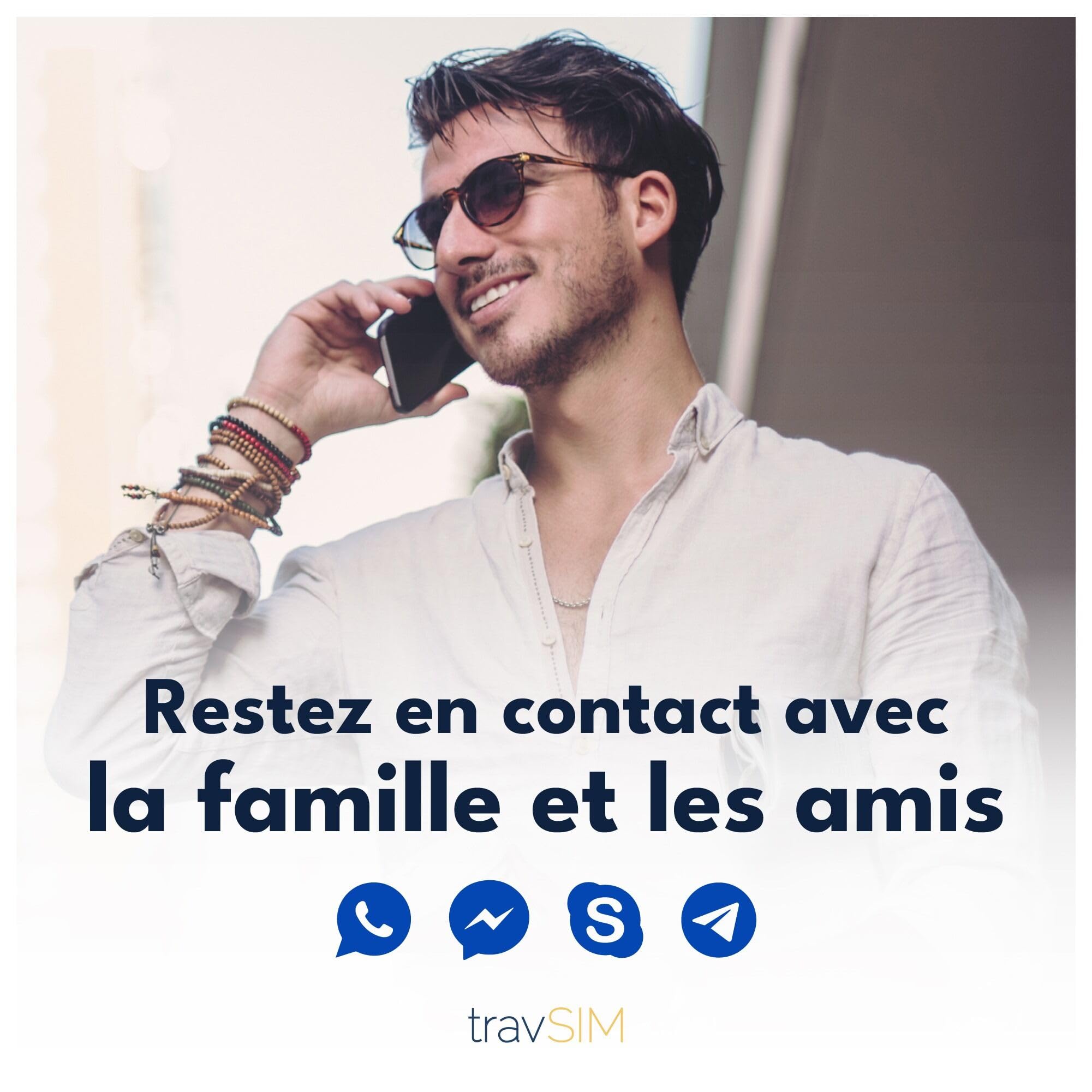Carte SIM travSIM Europe Internet | 15 Jours - 10 Go | Carte SIM Europe, Allemagne, France, Espagne, Italie et Plus Encore | Accès à Google, Facebook, Whatsapp et Plus Encore | 0 Frais d'itinérance