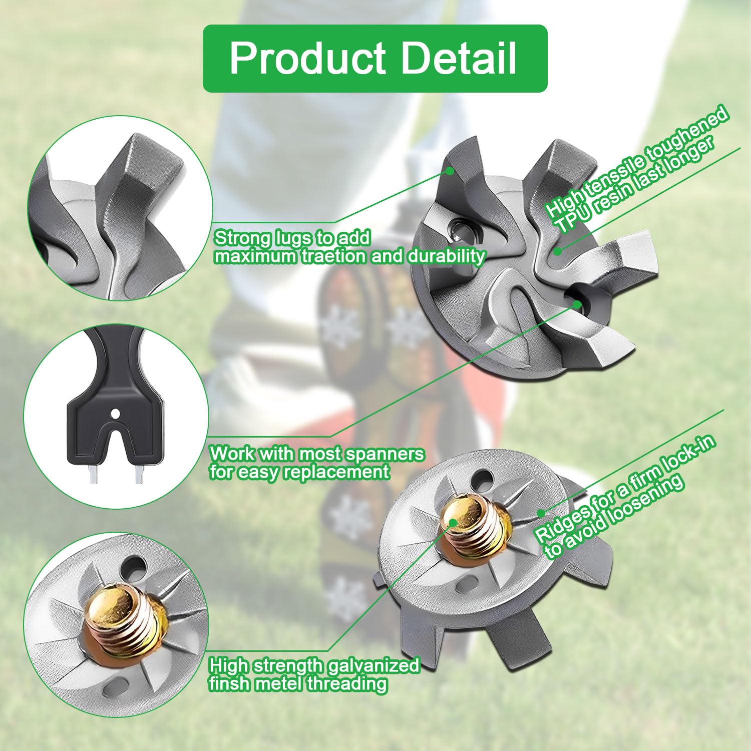 30Pcs Golf Spikes Golf Shoe Spikes Replacements, Golf Spikes for Any Shoe, Replacement Spikes with Wrench Suitable for Use on Lawns or Golf Courses