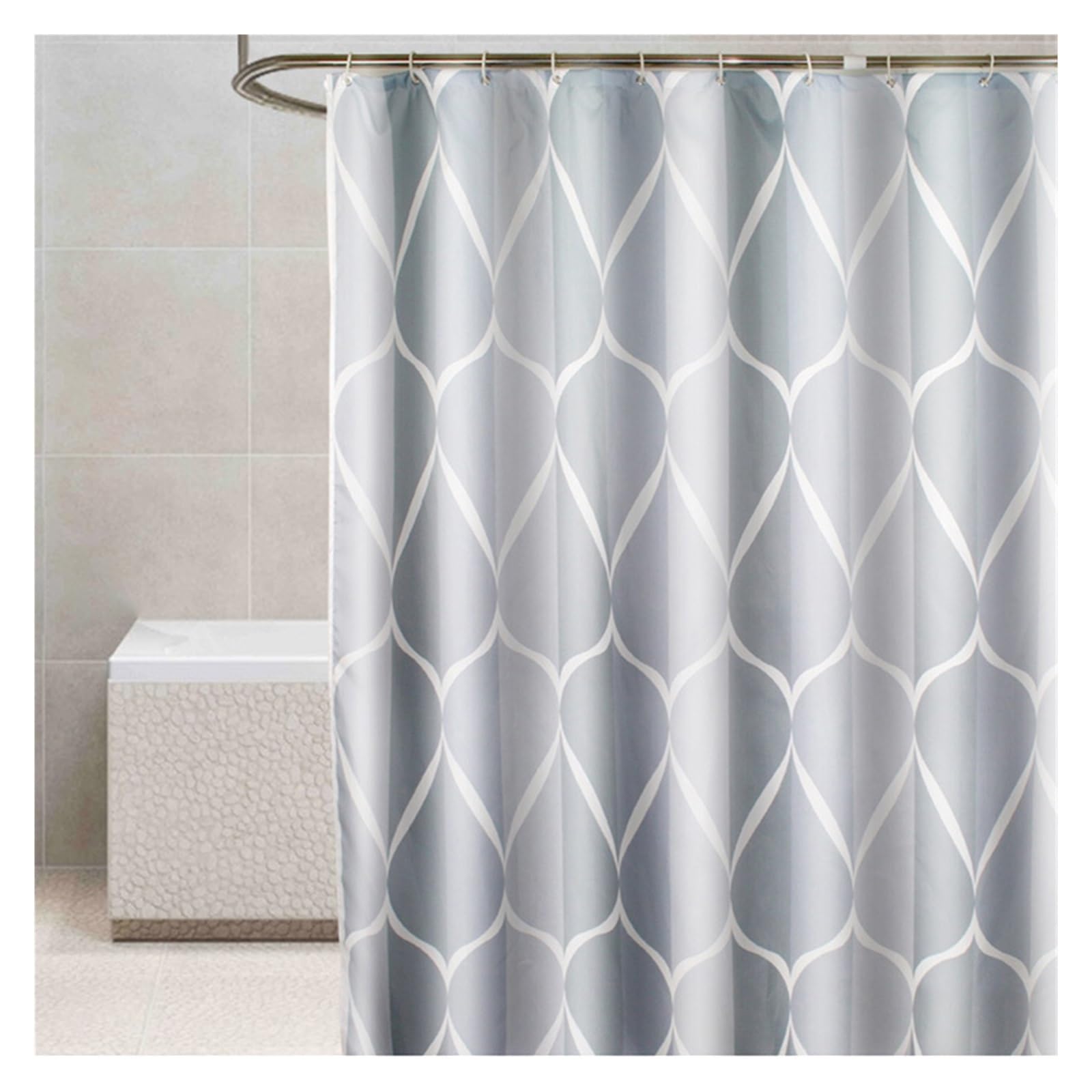 Moderner Duschvorhang, dunkelgrauer, wasserdichter Badevorhang, verdickter, umweltfreundlicher Badezimmer-Trennvorhang mit Haken, Heimdekoration wanglan (Size : 180x200cm)