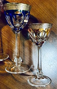 Amazon.co.jp: Moser モーゼル ブルー ゴールド 金彩高足ワイン