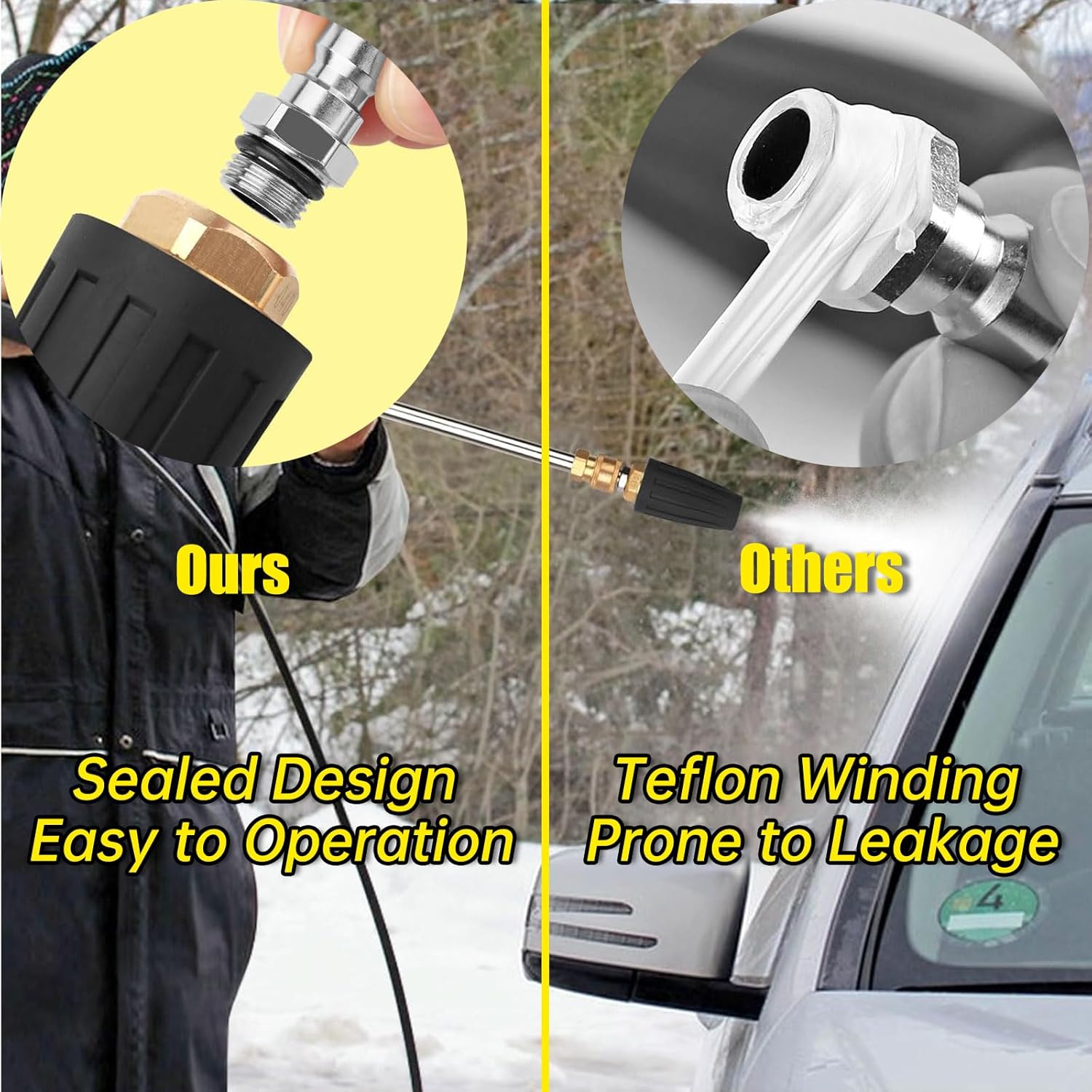 EILIDH Pressure Washer Rotary Turbine Nozzle 4000 PSI, 4.0 GPM Quick Connect Turbine Nozzle, 1/4 Inch Connector Plug with 7-Piece Nozzles, Multiple Spray Patterns, Black, penzui4000