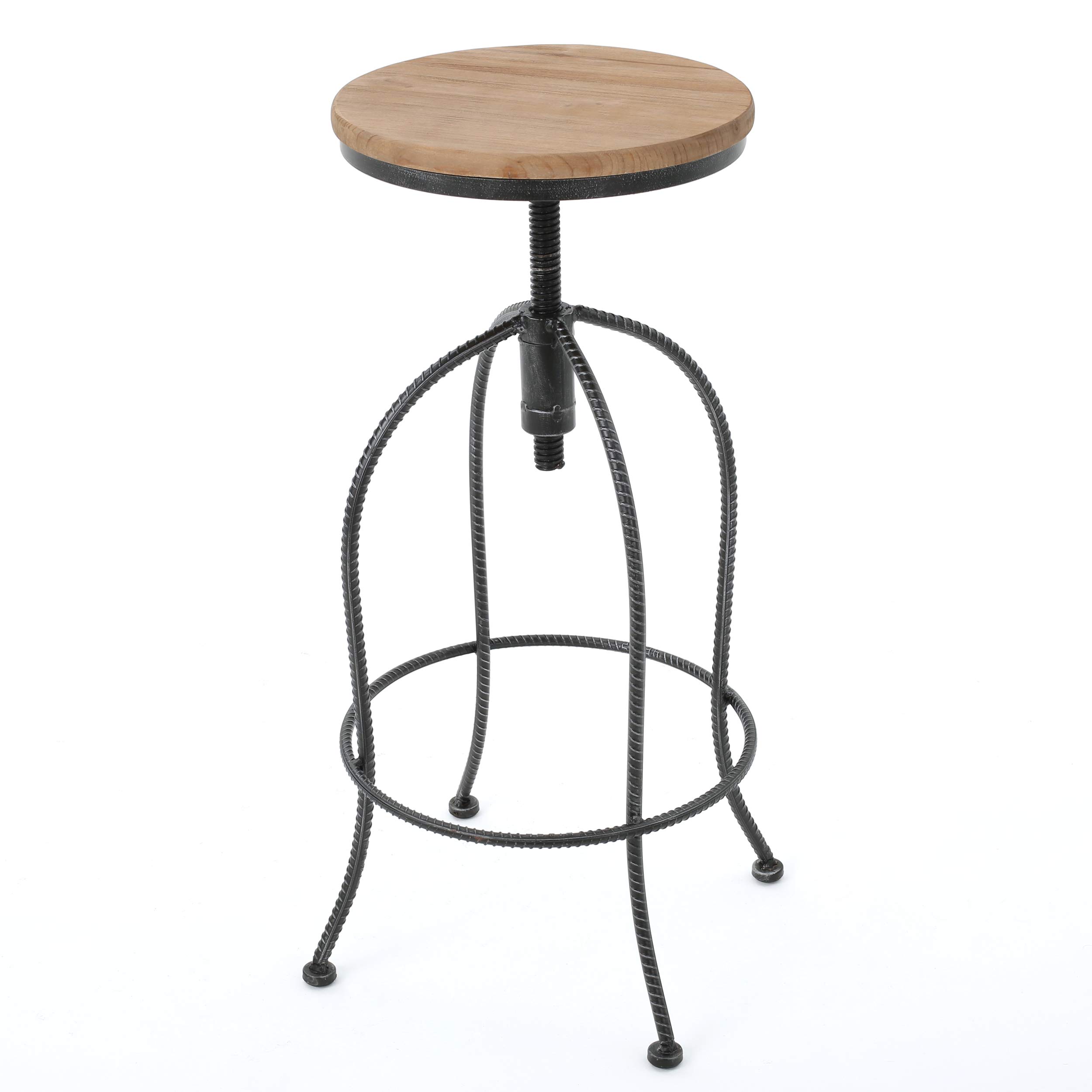Christopher Knight Home Aleena Firwood and Iron Bar Stool, 28.25", Black / Off-White
