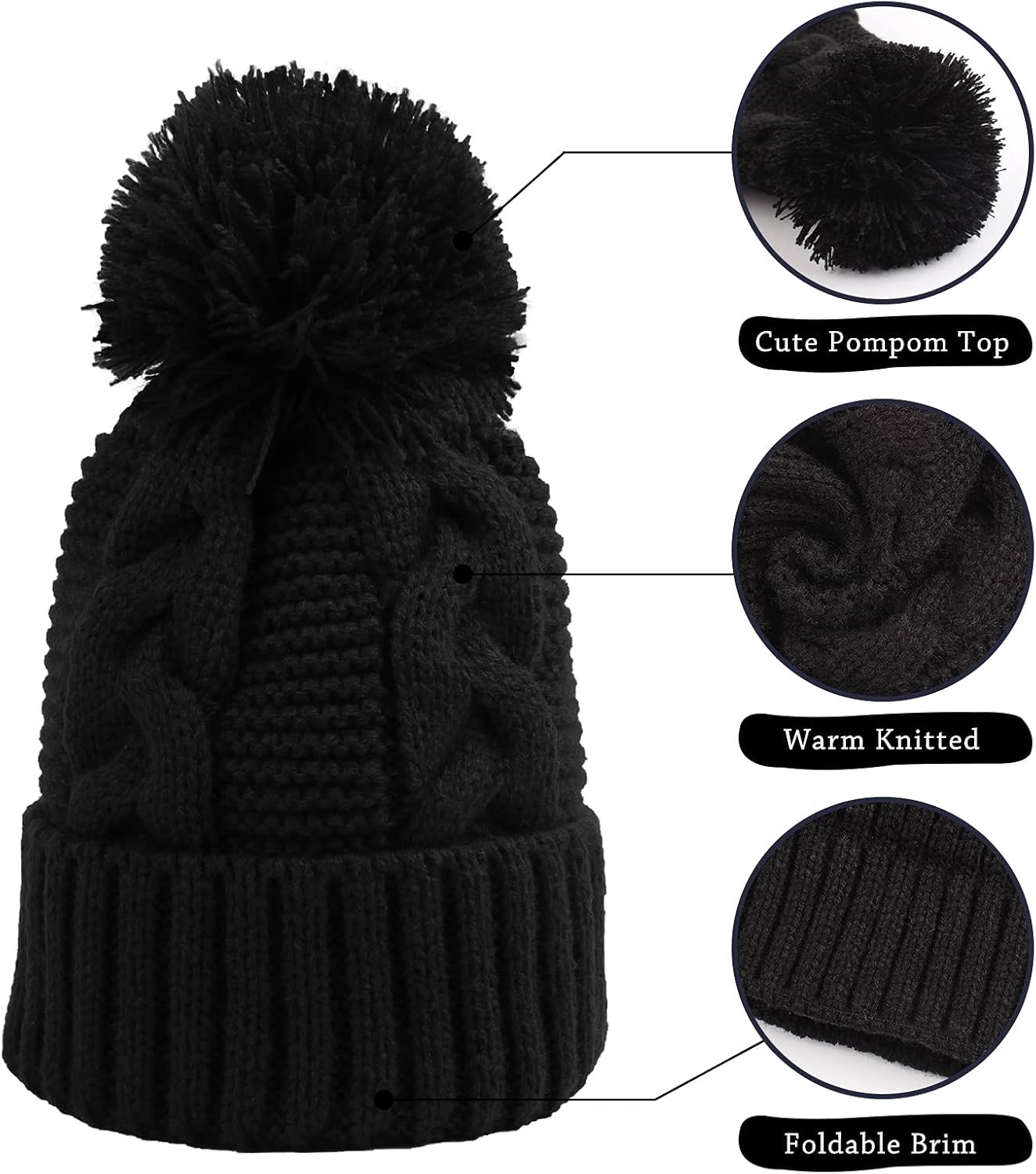 JANGANNSA Winter Knit Baby Hat Twist Warm Beanie for Boys Girls Infant Toddler Baby Beanie with Pompom - Image 3